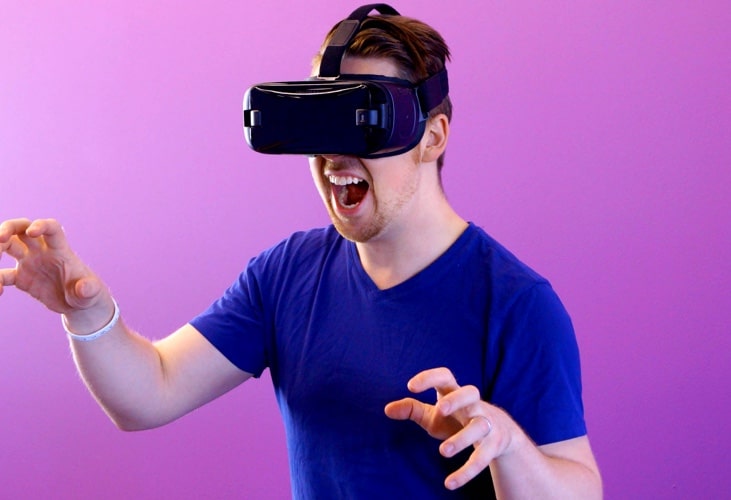 Somenone wearing a VR headset